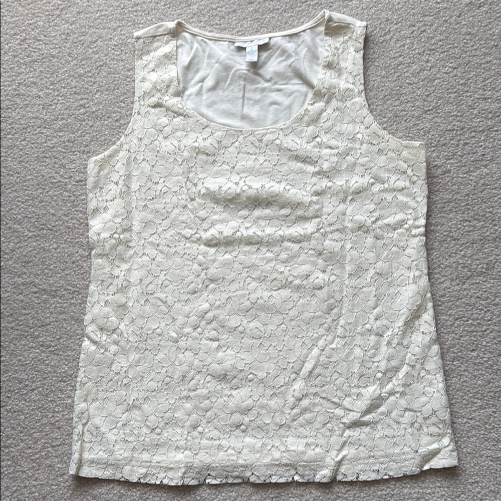 Elegant Cream Lace Tank Top